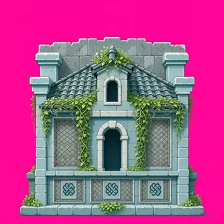 roof center, overgrown