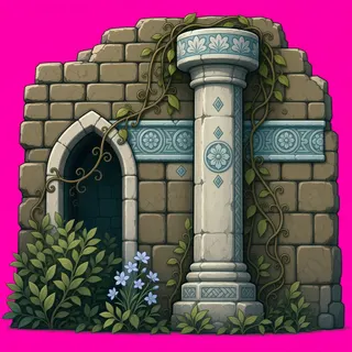 overgrown stone wall section