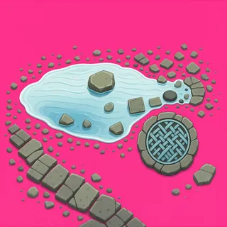 shallow puddle, elongated arrangement