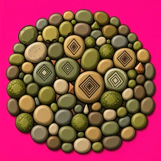 spilled pebbles, dense arrangement