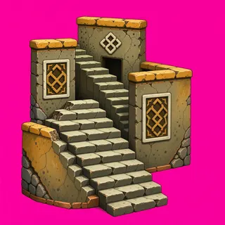 stairs upward, damaged
