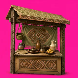 weathered market stall