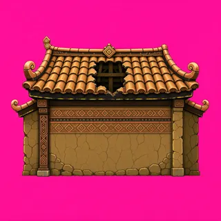 roof center, damaged