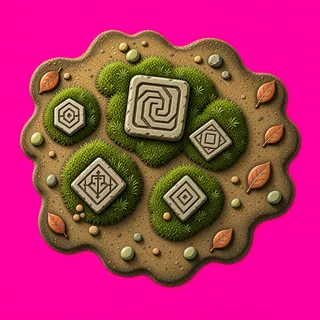 small moss patch, clustered arrangement