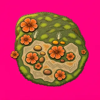 lichen patch, sparse arrangement