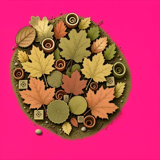 dry leaves, clustered arrangement