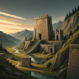 ancient landmark at dusk