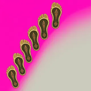 footprints, elongated arrangement