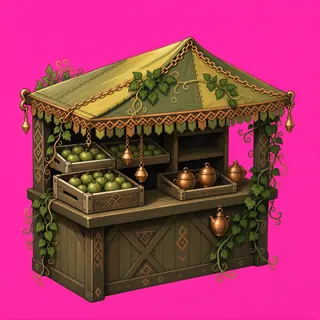 overgrown market stall