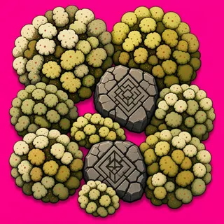 lichen patch, irregular arrangement