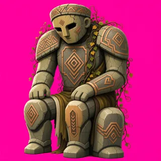 overgrown statue