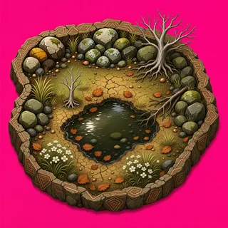 shallow puddle, clustered arrangement