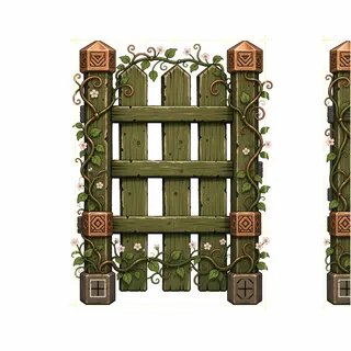 fence straight, overgrown