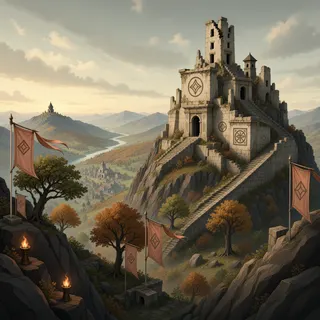 ancient landmark at overcast twilight
