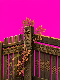 fence corner, overgrown