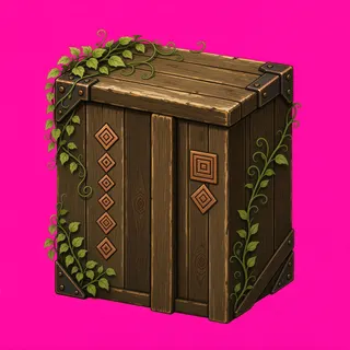 overgrown wooden crate