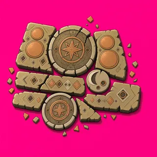 broken fragments, clustered arrangement
