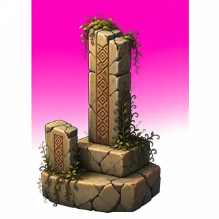 overgrown broken pillar