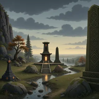 hidden shrine at overcast twilight