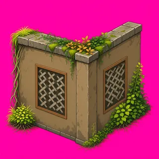 wall inner corner, overgrown