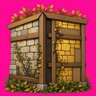 wall outer corner, overgrown