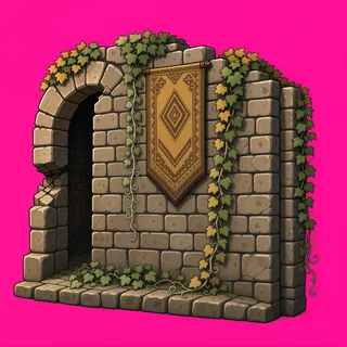 overgrown stone wall section
