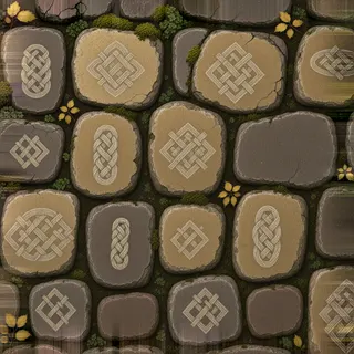 overgrown worn cobbles