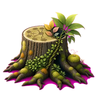 overgrown tree stump