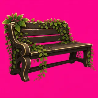 overgrown bench