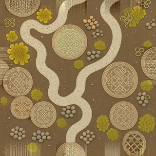 lichen-speckled fine gravel path