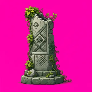 overgrown broken pillar