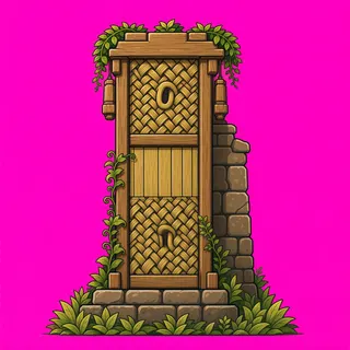 wall isolated pillar, overgrown