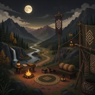 quiet camp at moonlit night