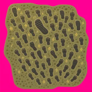 footprints, dense arrangement
