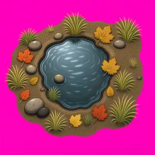 shallow puddle, irregular arrangement
