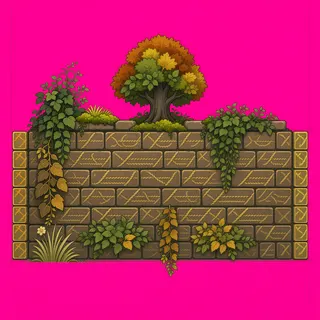 wall straight north, overgrown