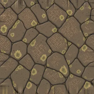lichen-speckled rough stone floor