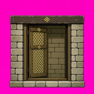 door open, weathered