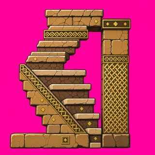 stairs downward, weathered