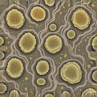 lichen-speckled bank sediment