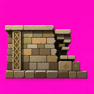 damaged stone wall section