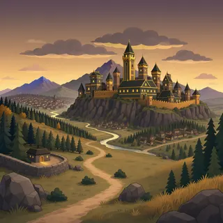distant stronghold at dusk