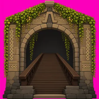 bridge entrance, overgrown