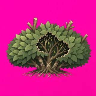 damaged low bush