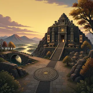 ancient landmark at dusk