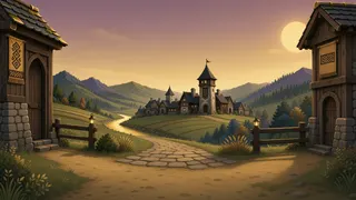 settlement entrance at dusk