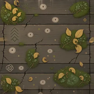 overgrown weathered plank floor