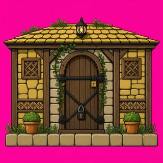 door locked, overgrown