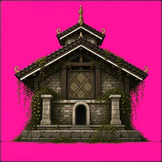 roof center, overgrown