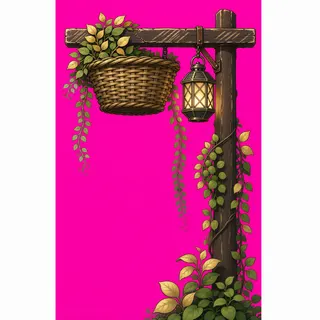 overgrown lantern post